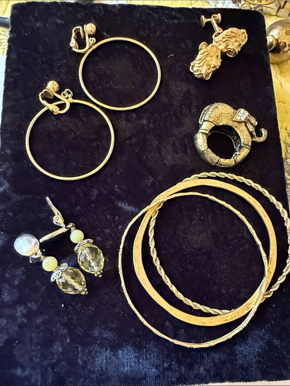 Gold-Tone Mixed Earrings and Bangle Set